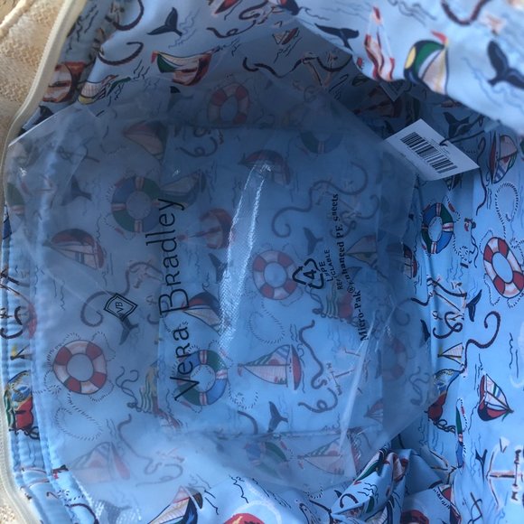 Vera Bradley Straw Tote Bag Regatta Anchor Navy NWT - Picture 8 of 9